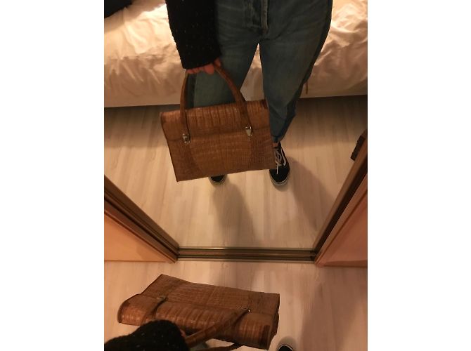 Autre Marque Bolsa de couro de crocodilo caramelo - vista 8