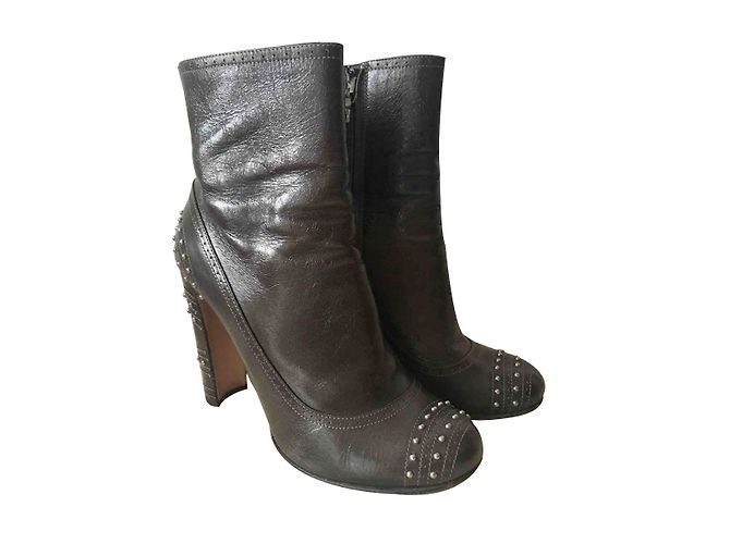 Stivaletti Prada in pelle kaki con borchie Cachi - vista 2