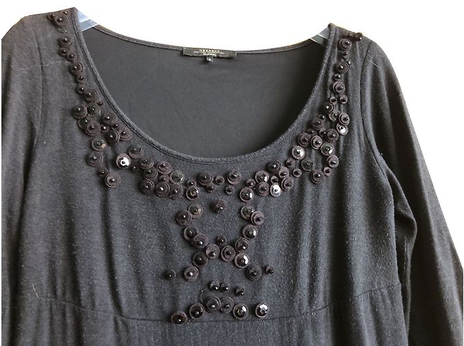 Weekend Max Mara Wollmischkleid mit Perlenstickerei Dunkelgrau Anthrazitgrau - Ansicht 2