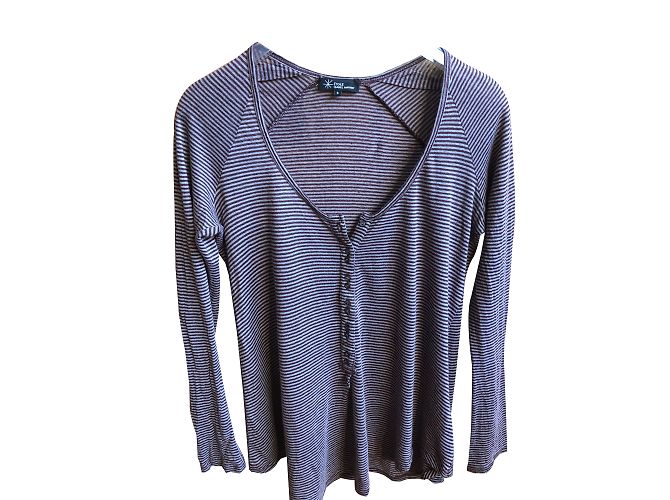 Isabel Marant Etoile Camiseta de lino a rayas Gris Burdeos - vista 2