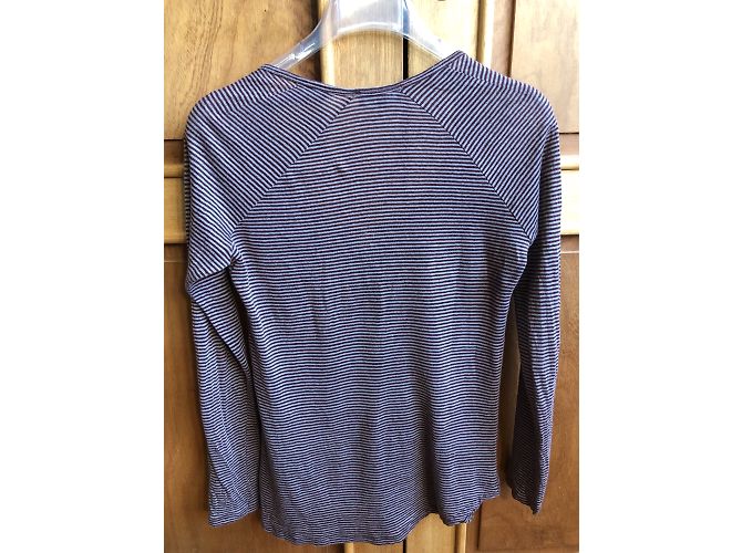 Isabel Marant Etoile Camiseta de lino a rayas Gris Burdeos - vista 4