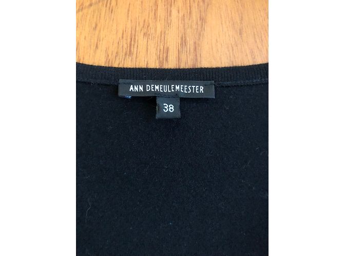 Ann Demeulemeester Top a Maniche Lunghe Nero Lana Lyocell - vista 3