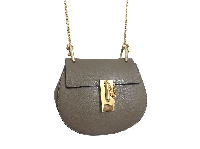 Clutch Chloé Drew in pelle martellata taupe Marrone - vista 2