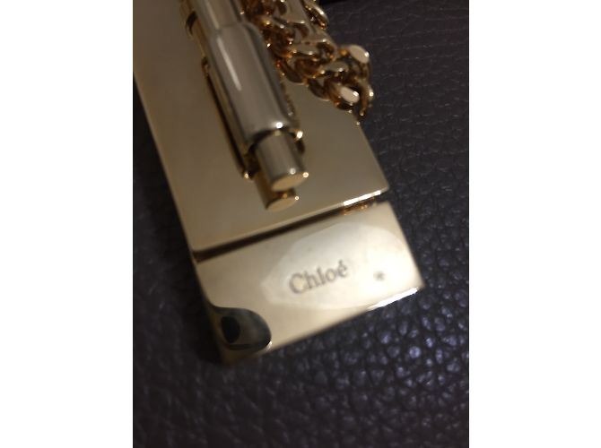 Clutch Chloé Drew in pelle martellata taupe Marrone - vista 3