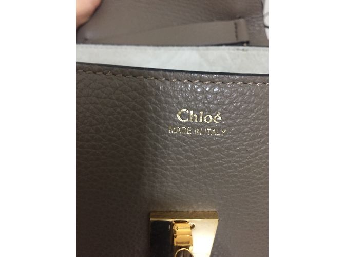 Clutch Chloé Drew in pelle martellata taupe Marrone - vista 5