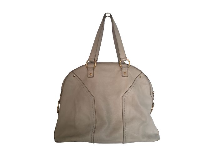 Borsa a mano Yves Saint Laurent Boston Muse in pelle Eggshell Bianco sporco - vista 2