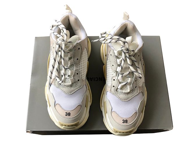 Balenciaga Triple S Sneaker Weiß Beige Leder - Ansicht 2