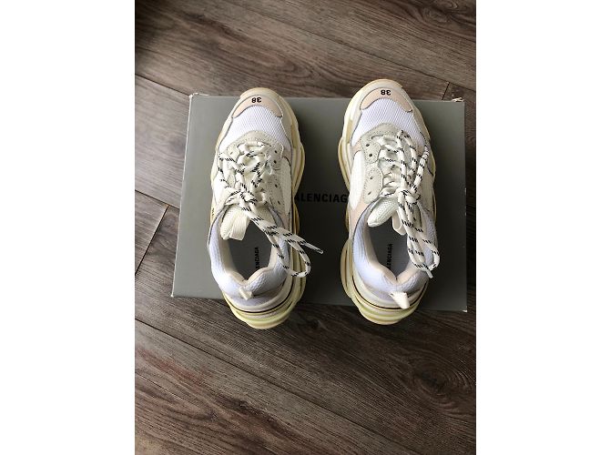 Balenciaga Triple S Sneaker Weiß Beige Leder - Ansicht 3