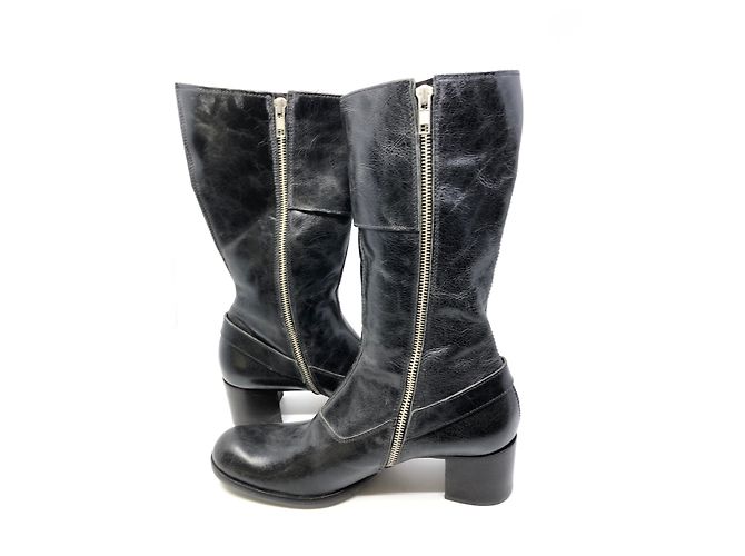 Botas Moma de cuero negro - vista 2