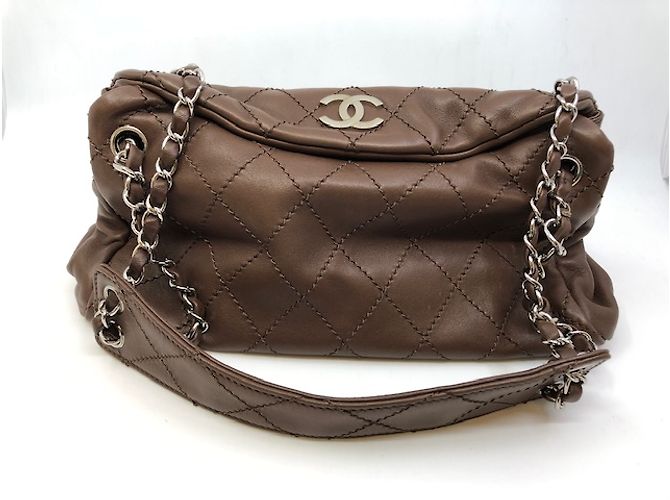 Borsa Chanel in pelle marrone - vista 2