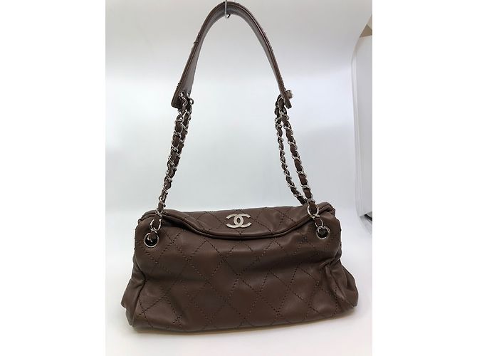 Borsa Chanel in pelle marrone - vista 3