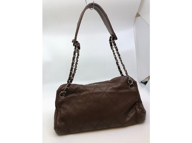 Borsa Chanel in pelle marrone - vista 4