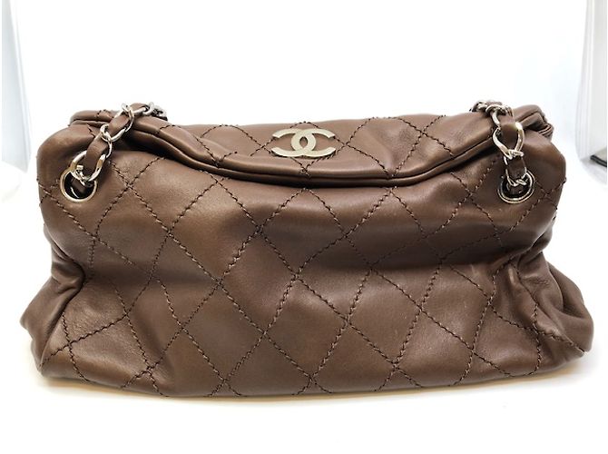 Borsa Chanel in pelle marrone - vista 5