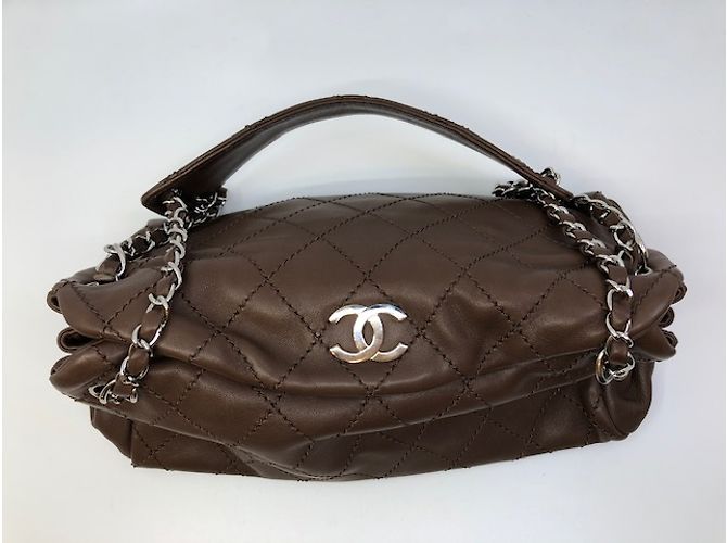 Borsa Chanel in pelle marrone - vista 6