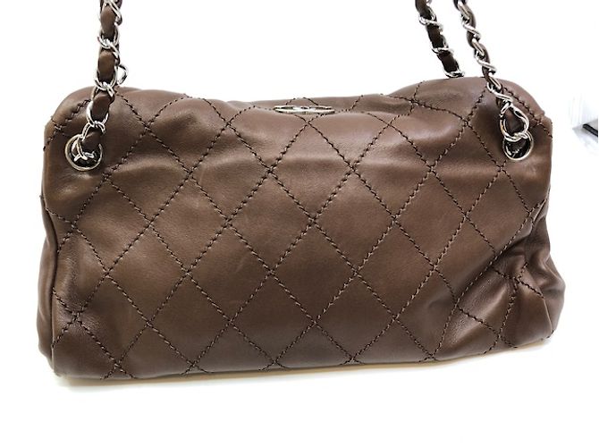 Borsa Chanel in pelle marrone - vista 7