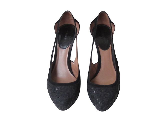 Décolleté Giorgio Armani in agnello velluto nero con paillettes 39 - vista 2
