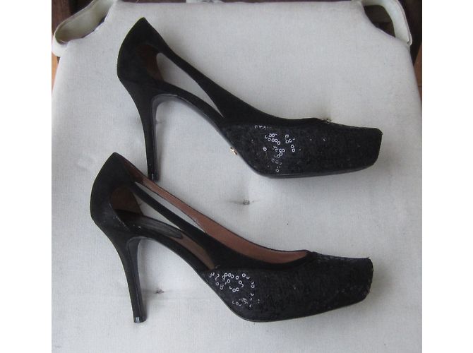 Décolleté Giorgio Armani in agnello velluto nero con paillettes 39 - vista 3