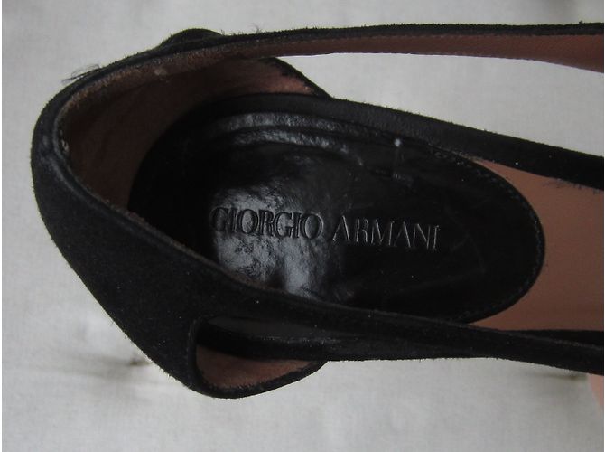 Décolleté Giorgio Armani in agnello velluto nero con paillettes 39 - vista 6