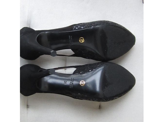 Décolleté Giorgio Armani in agnello velluto nero con paillettes 39 - vista 7