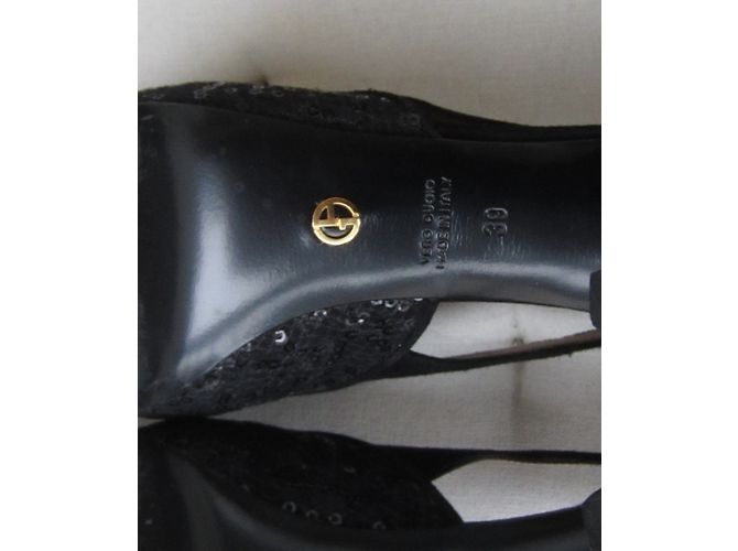 Décolleté Giorgio Armani in agnello velluto nero con paillettes 39 - vista 8