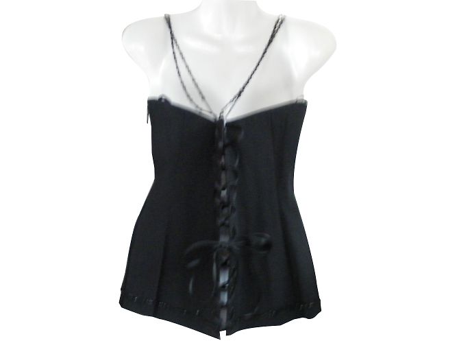 Autre Marque Bustier Schwarz mit Pailletten und Strass Größe 38 - Ansicht 2