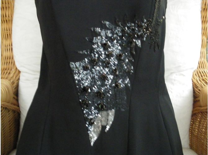 Autre Marque Bustier Schwarz mit Pailletten und Strass Größe 38 - Ansicht 3