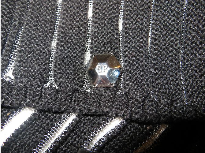 Philipp Plein, pull noir ajouré. - vue 13