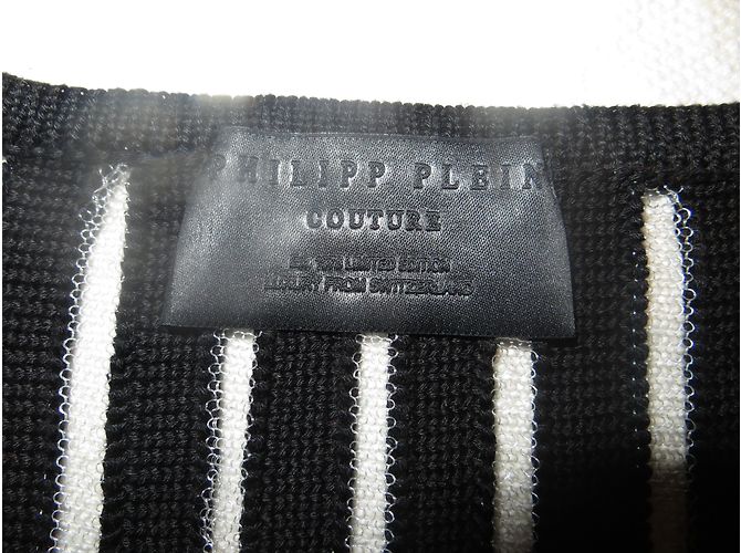 Philipp Plein, pull noir ajouré. - vue 3