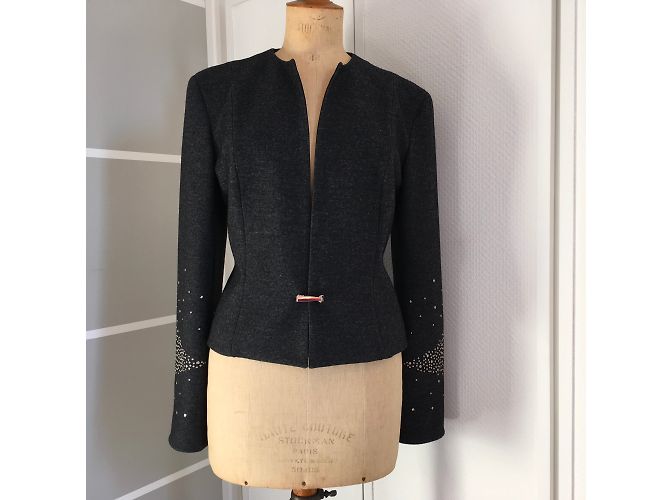 Angelo Tarlazzi Spencer Jacke Grau Wolle - Ansicht 2