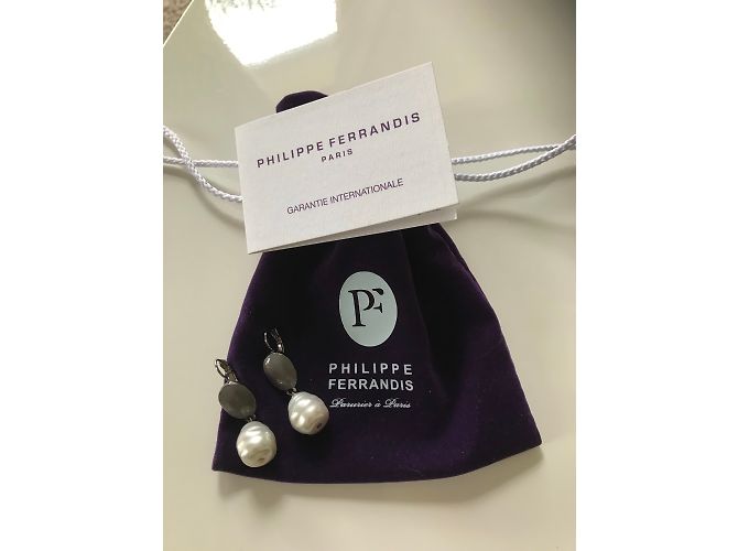 Philippe Ferrandis Perlenohrringe Silber Grau - Ansicht 4