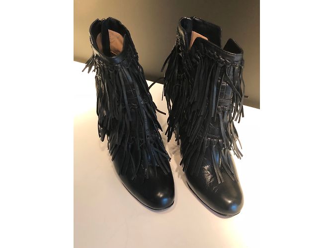 Botines con flecos de cuero negro Jean Michel Cazabat - vista 2