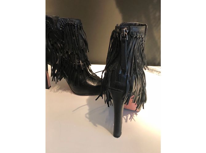 Botines con flecos de cuero negro Jean Michel Cazabat - vista 3
