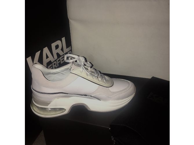 Baskets Karl Lagerfeld Lazarus en cuir blanc - vue 3
