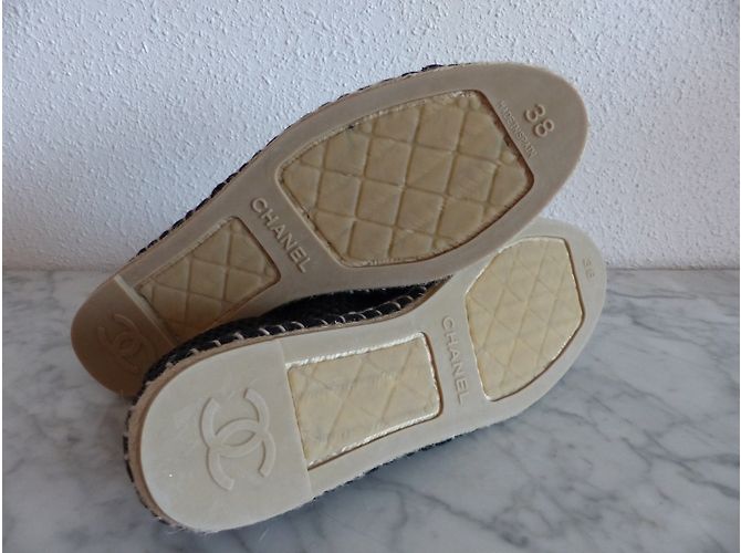 Chanel Black Mesh Single Sole Espadrilles Flats Schwarz - Ansicht 4