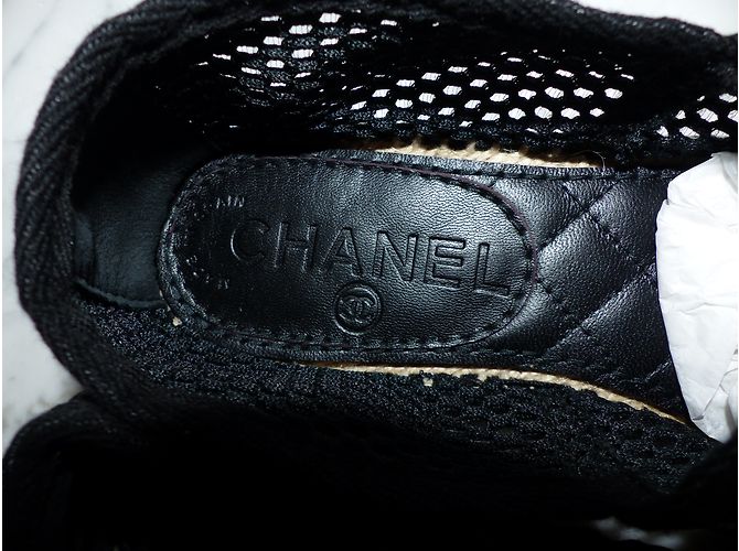 Chanel Black Mesh Single Sole Espadrilles Flats Schwarz - Ansicht 7