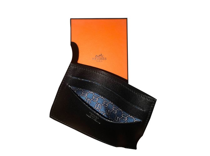 Hermès Citizen Twill Card Holder Black Leather ref.88855 Joli Closet