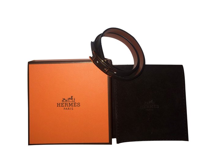 Hermès Bracciale reversibile a righe foderato nero - vista 2