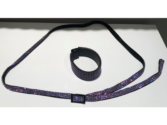 Set Bracciale e Cintura Swarovski Cristalli Lilla Lavanda - vista 7
