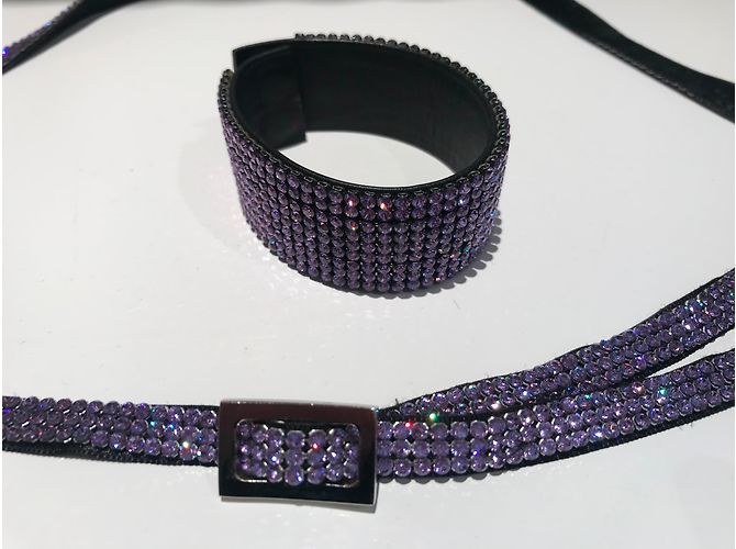 Set Bracciale e Cintura Swarovski Cristalli Lilla Lavanda - vista 8