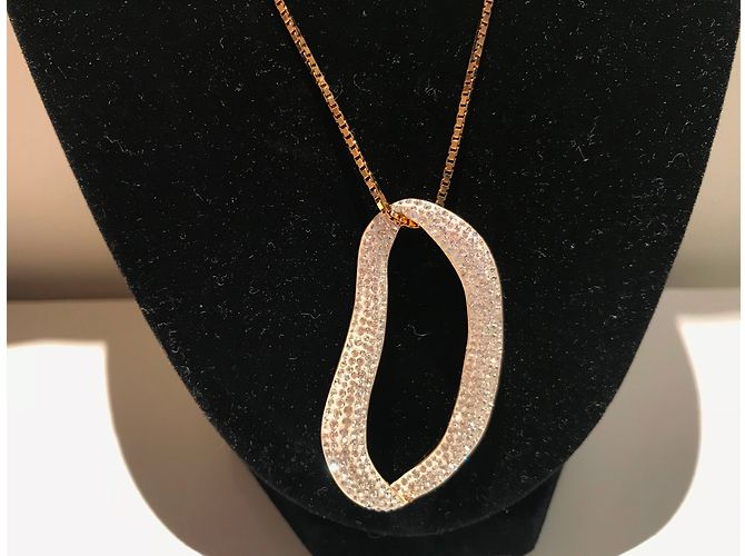 Collana con Pendente Swarovski in Cristalli Pavé Placcata Oro - vista 6