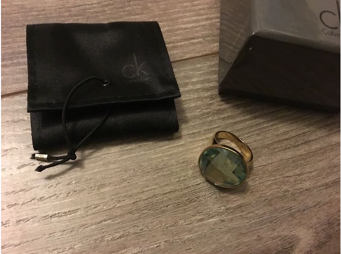 Calvin Klein Continuity Ring grüner Swarovski Kristall Stahl Größe 53 - Ansicht 3
