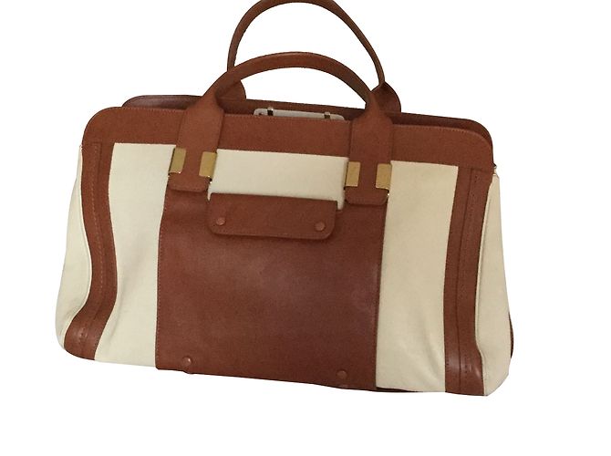 Borsa Chloé Alice GM in Pelle Color Ecru Bianco sporco - vista 2