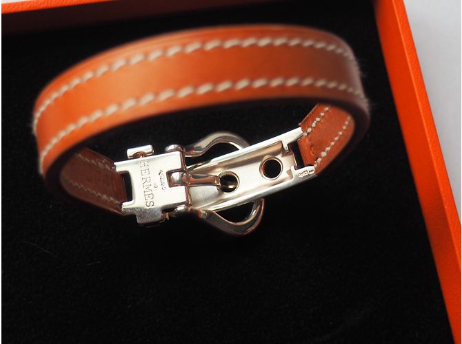 Hermès JAVA pulseira em couro de novilho tawny Castanho claro - vista 3