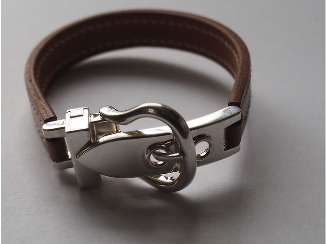 Hermès JAVA pulseira em couro de novilho tawny Castanho claro - vista 5