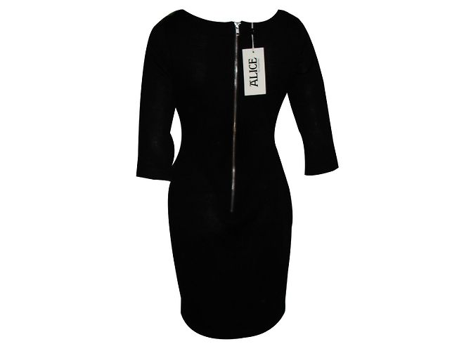 Alice by Temperley Kaia Kleid aus schwarzer Wolle Metallisch - Ansicht 2