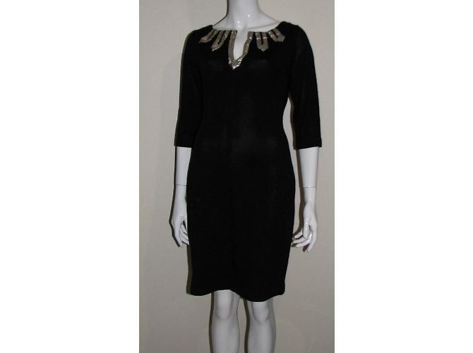 Alice by Temperley Kaia Kleid aus schwarzer Wolle Metallisch - Ansicht 3
