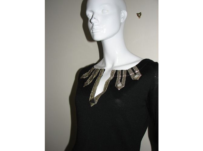 Alice by Temperley Kaia Kleid aus schwarzer Wolle Metallisch - Ansicht 5