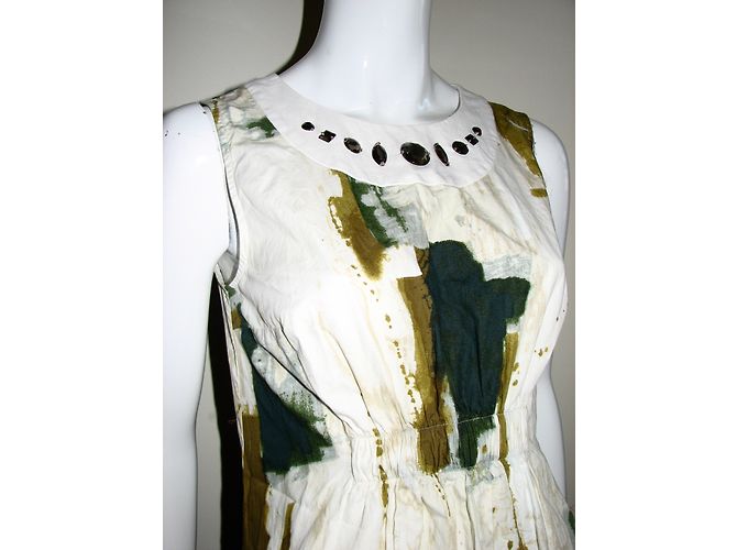 Vestido de algodão Vera Wang estampado com strass Multicor - vista 3