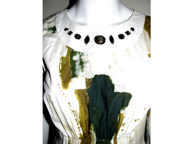 Vestido de algodão Vera Wang estampado com strass Multicor - vista 4