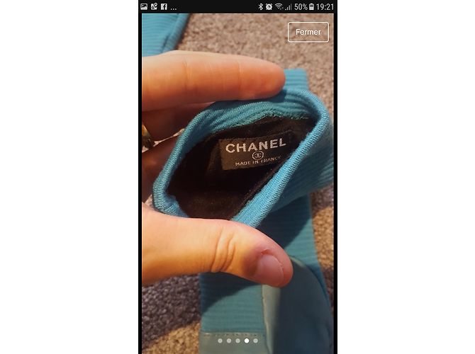 Chanel Handschuhe aus Wolle und Lammleder blau - Ansicht 4